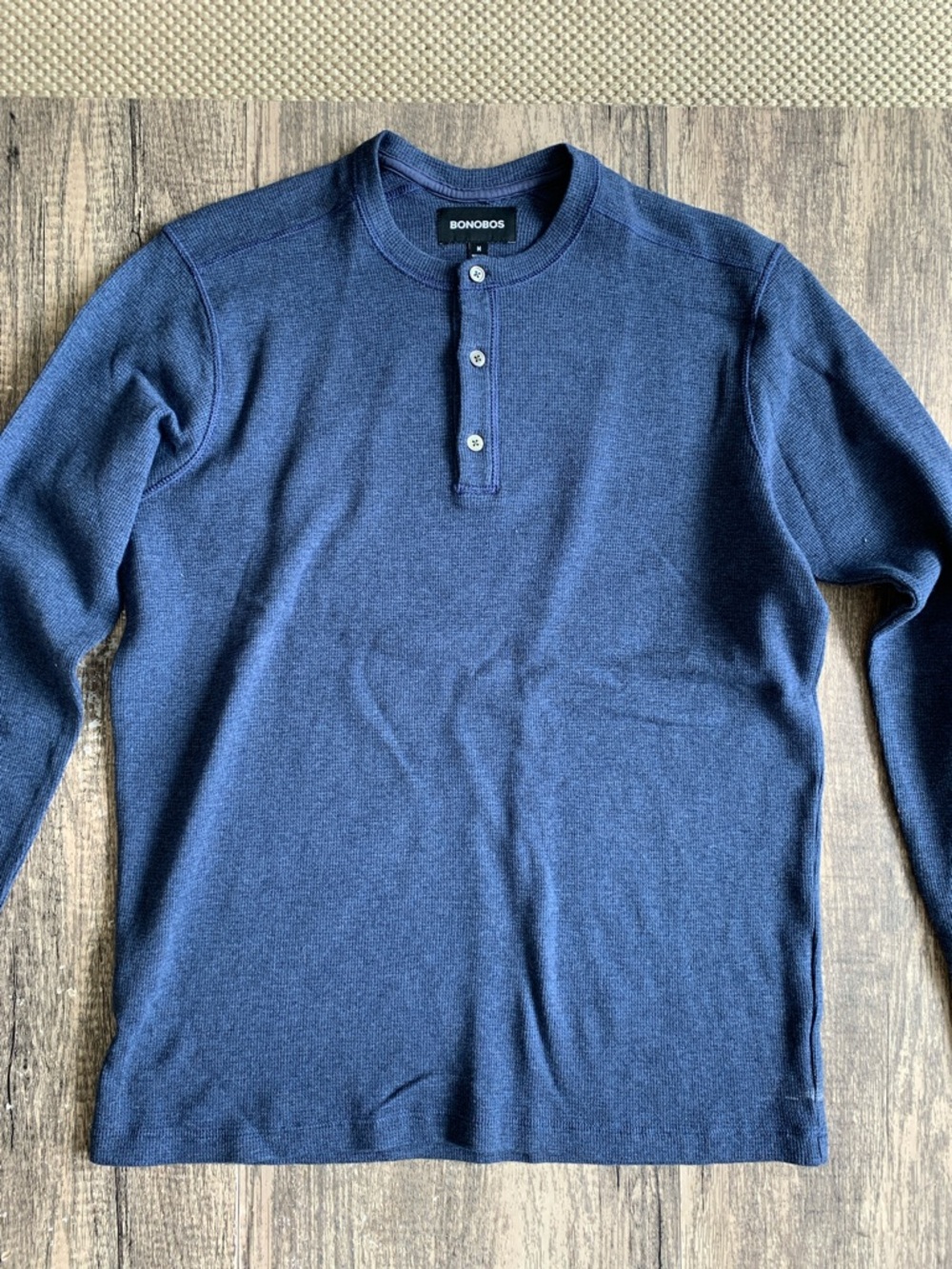 Bonobos Blue Long-Sleeve Henley Shirt
